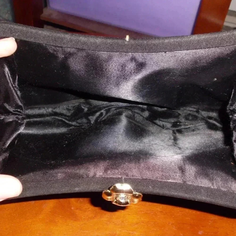 Black Fabric Clutch Handbag Purse - Picture 6 of 6